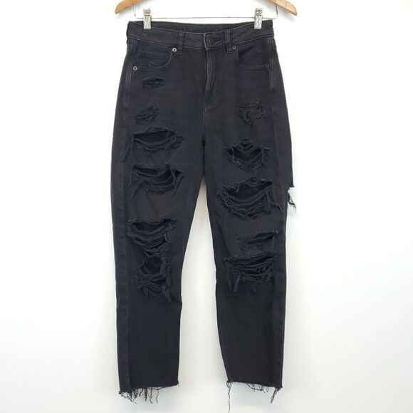 American Eagle Outfitters Mom Jean Strigid Ripped Jeans Size 4 - Picture 1 of 9